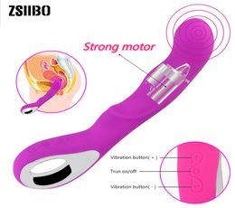 USB Rechargeable Female Masturbation Vibrator Clit and G Spot Orgasm Squirt Massager AV Vibrating Stick Sex Toy for Women Y20063179950