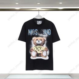 2024 Spring/Summer Moschinoes Women t shirt Teddy bear hand drawn sketch print loose fitting unisex short sleeved T-shirt pure cotton trendy version yhu