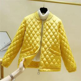 Women's Trench Coats Spring Autumn Stand-up Collar Baseball Clothes Diamond Shaped Checkered Cotton Women Short Retro Loose Small Jacket