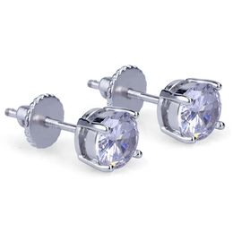 Hoop Huggie Round Stud Earrings 0.4 0.6 0.8Cm For Men And Women Diamond Studs Rock Rapper Jewelry Drop Delivery Dhkx7