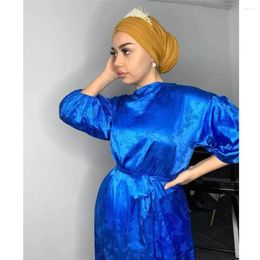 Ethnic Clothing Eid Mubarak Djellaba Muslim Women Elegant Satin Print Abaya Dress Turkey Hijab Dubai Kaftan Arab Robe Islamic Jalabiya