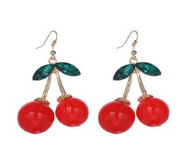 Dangle Chandelier One Pair Alloy Women Fashion Cherry Drop Rhinestone Cute Ear Hook Earrings Jewellery Accessories Gift Hypoallerg6105277