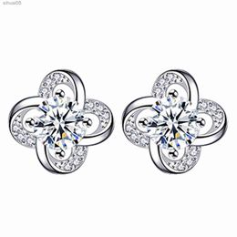 Stud korean clover designer stud earrings girls shining bling crystal love geometry earring earings ear 240306