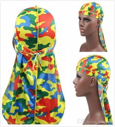 9 Colours Unisex Men039s Durags Bandana Turban Hat Camouflage Printed Longtailed Pirate Cap Headwear hair accessories5005071