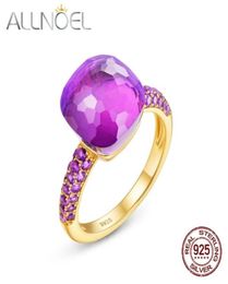 ALLNOEL Candy Sweety Amethyst Ring Solid 925 Steling Silver Rings for Women Elegant Synthetic Fuchsia Spinel Ring 2201217495328