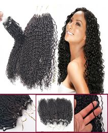 Indian Brailian Virgin Remy Human Hair Micro Link Loop Hair Extensions Afro kinky Curly Micro Ring Hair Extension Natural Black Co7851120