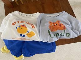 MILANCEL Children Tshirt Animal Alphabet Print Short Sleeves Kids Cotton Clothes Girls Tops 2204265964490