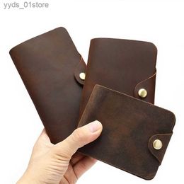 Money Clips Luufan Vintage Long Wallet For Men Genuine Leather Women Credit Card Holder Short wallet Hasp Business Man Male Clutch Wallets L240306