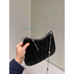 Evening Bags Autumn/Winter 2024 colours trend New Mini Chain Pleated Portable Rhinestone Underarm Moon Package One Shoulder Oblique Span Female