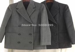 Women039s Wool Blends ElfStyle Woman Blend Volterra Peacoat Dark Grey Melange Short Coat Double Breasted Lapel Collar Lon9378201