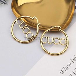 Vintage Stud Designer Hoop Earrings for Women Girls Luxury Gold Geometric Big Circle Ear Studs Valentines Day Gift Various 2024 240306