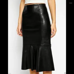 Skirts Sexy Women Basic Black Genuine Sheepskin Real Soft Leather Skirt Club Wear Fashion Trends