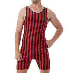 OnePiece Suits Men Gymnastics Striped Wrestling Singlet Bodysuit Weight Lifting Stretchy Leotard Workout Fitness Outfits Athletic5017509