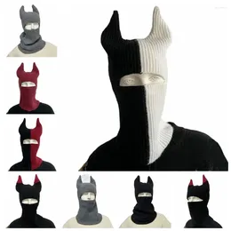 Bandanas Cow Horn Knitted Hat Letter Cap Fashion Versatile Headscarf Multifunctional Baotou Riding Mask Winter Scarf