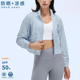Shirts Active Zippered Casual Fiess Jacket Loose Running Long-Sleeved Yoga Top Sun-Proof Fast-Drying Sports Womens Clothing Mujer Gym