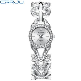 cwp 2021 Women Watches CRRJU reloj mujer Classic Fashion bling Diamond Bracelets Dress WristWatch for Ladies stainless steel Clock278W