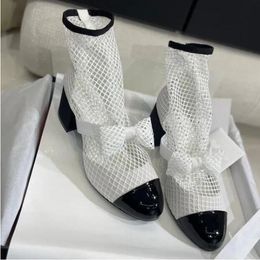 Boots Luxury Designer Rhinestone Buckle chunky heel High Heeled Bootie Fashion Mixed Colour Ankle Boot factory footwear sandal