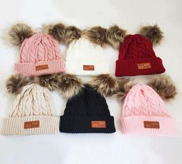 Winter Hat Boys Girls Knitted Beanies Thick Baby Cute Hair Ball Cap Infant Toddler Warm Cap Boy Girl Pom Poms Hats1284073