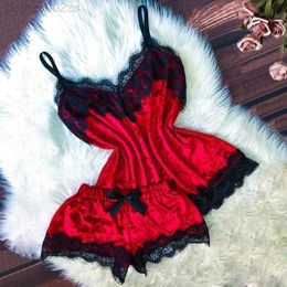 Womens Sleepwear Women Sexy Lingerie Camisole Bow Shorts V-Neck Tops Velvet Pyjamas Babydoll Nightdress Underwear Set FashionLJTE