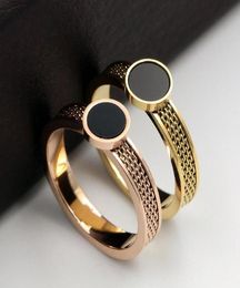 Wedding Rings INS Chic Black Round Rose Gold Colour Fashion Titanium Steel Jewellery Birthday Gift Woman Never Fade Drop2344714