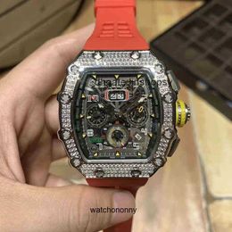 Leisure Milles Luxury watchs Aluxury Date Mens Mechanical Richa Milles Business Leisure Rm1103 Fully Automatic Full Drill Case Tape Fashion Swiss Movement Wristw