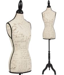 Female Mannequin Torso Dress Form Display W Black Tripod Stand Designer Pattern8277914