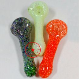 Latest Colorful Heady Fritted Inside Smoking Glass Pipes Portable Handmade Dry Herb Tobacco Filter Spoon Bowl Innovative Handpipes Cigarette Holder DHL