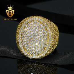 Factory Price Hip Hop Cuban Ring Gold Plated Brass Ice Out Full Cz Diamond Rapper Ringband 5a+ Zircon Hip Ring
