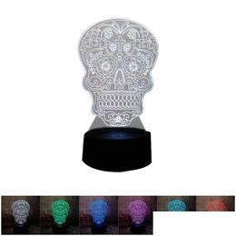 Night Lights Brelong Skl Jesus 3D Night Light Touch Table Desk Lamps 7 Colour Changing Lights With Acrylic Flat 1Pc Drop Delivery Light Dh6Cd