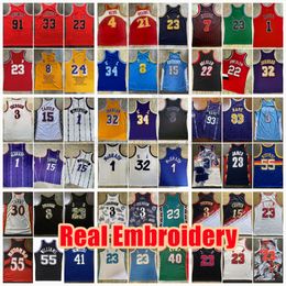 Authentic Stitched Retro Basketball Jerseys #24 #8 Jersey Gary Nowitzki Iverson Payton R.Miller Rose Tracy Penny McGrady James Hardaway Kukoc Drexler Mutombo Webb