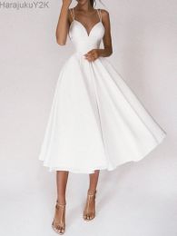 Dress Elegant Guest Wedding Fomral Long Party Dresses for Women 2023 Summer White Sexy Slip Backless Ball Gown Midi vestidos Casual