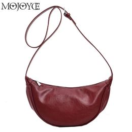 Women Small Crossbody Bag Leather Shoulder Dumpling Casual Satchel Hobo Versatile Half Moon Daily Dating Purse 240305