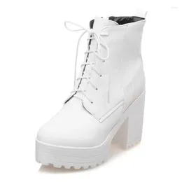 Stivali 563 Tambini casual Donne alte allacciati sul retro Cosplay White Shoes Pla 88