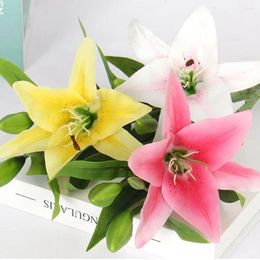 Decorative Flowers Festival Supplies Simulated Bouquet Lily DIY Party Decoration 5 Colors Wedding Fake Artificial Home Decor