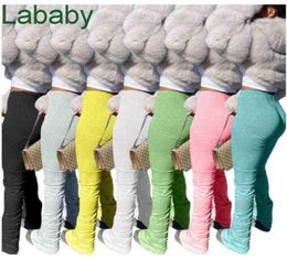 Women Leggings Designer Flare High Waist Stacked Pants Hip Hop Trousers Sexy Fold Party Street Bell Bottoms Sports Pants 8 Colours9781009