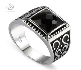 Eulonvan Engagement Wedding 925 Sterling Silver Male Finger Rings For Men Black Cubic Zirconia Drop S3809 Size 6 13 Cluster275A7182597