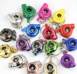 Real Whistle Sound Turbo Keychain Sleeve Bearing Spinning Auto Part Model Turbine Turbocharger Key Chain Ring Keyfob Keyring7923709