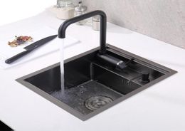 black Hidden Kitchen sink Single bowl Bar Small Size sink Stainless Steel Balcony sinks Concealed black kitchen sink Bar9795860