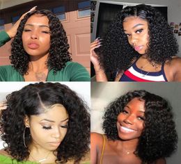 Curly Short Bob Wigs 13x6 Full Lace Human Hair Wigs Brazilian 250 Density Glueless Lace Frontal Wig 4110915