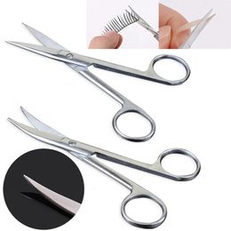 1Pcs Stainless Steel Manicure Scissors Nail Cuticle Beard Eyebrows Trimmer Nose Hair Scissors Straight Curved Tip Makeup Tools 240305