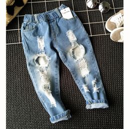 Boys Girls Hole Jeans Pants 16yrs Kids Trousers Autumn Fashion Designer Brand Children Denim Pants Casual Ripped Jeans 10066467022
