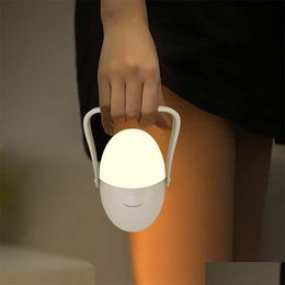 Night Lights Brelong Fun Rgb Egg Rotating Portable Night Light Couple Romantic Mticolor Atmosphere Lights For Indoor Bedroom Drop Deli Dhygh