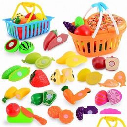 Kitchens & Play Food Family Toys Kids Simation Kitchen Cooking Girl Cutting Fruits And Vegetables Music Set Wholesale Er Suitable For Dhqdb