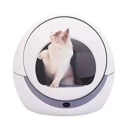 Cat Grooming Automatic Self Cleaning Cats Sandbox Smart Litter Box Closed Tray Toilet Rotary Training Detachable Bedpan Pets Acces7244308