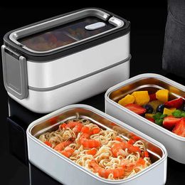 Bento Boxes Multi-layer 304 stainless steel heated water) insulated lunch box sealed box double-frame lunch box microwave portable lunch box L240307