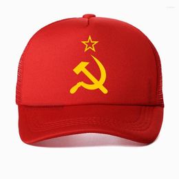 Ball Caps Russian Soviet Flag Baseball Cap Unisex Adult CCCP USSR Hammer And Sickle Hat Adjustable Dad Hats Women Men Hip Hop Bone