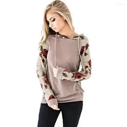 Women's Hoodies Fall 2024 Shirt Leopard Color Matching Round Neck Long Sleeve Sweater Loose T-shirt Women