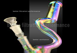 colorfull 12 inch tall Colour focus Glass beaker Bongs Recycler water Bong beauty Dab oil Rigs bong 14mm Water Pipes With downstem 2181902