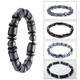 Gallstone Simple Beaded Elastic Bracelet Black Bead Magnetic Therapy Hand Jewellery