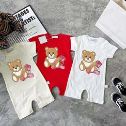 Babies Rompers Casual Suit Bear Letter Colourful Short Sleeve Jumpsuit Summer 100% Cotton Babys Brand Bodysuit Newborn Soft Onesie 59-90cm